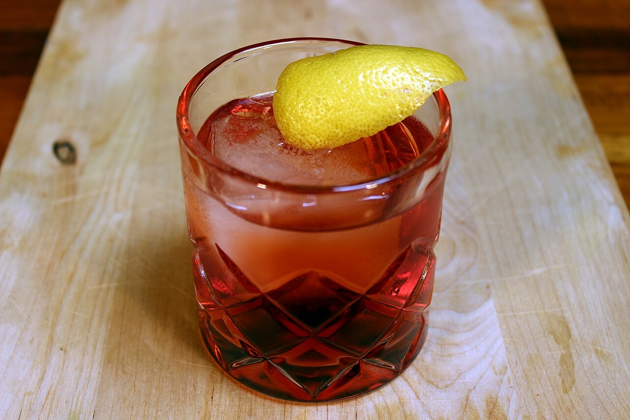 A Negroni with an orange peel